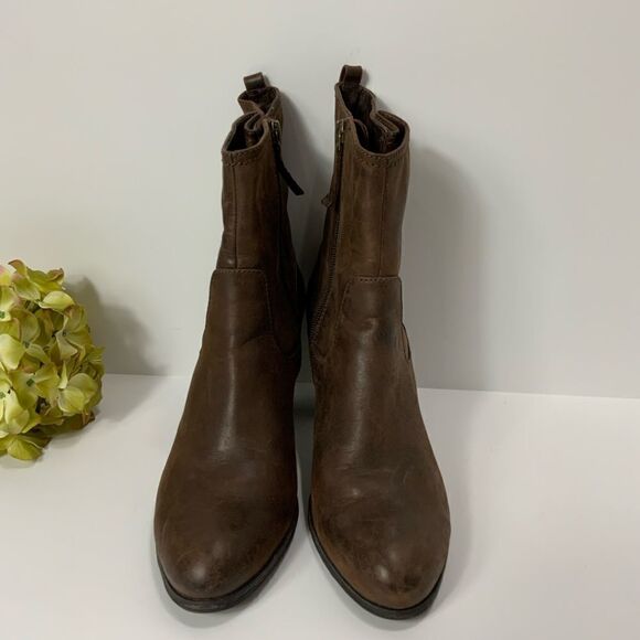 BIALA brown leather heeled ankle booties - Picture 2 of 7